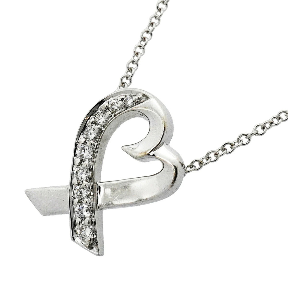 TIFFANY & CO. 18k Silver Diamond Heart Necklace